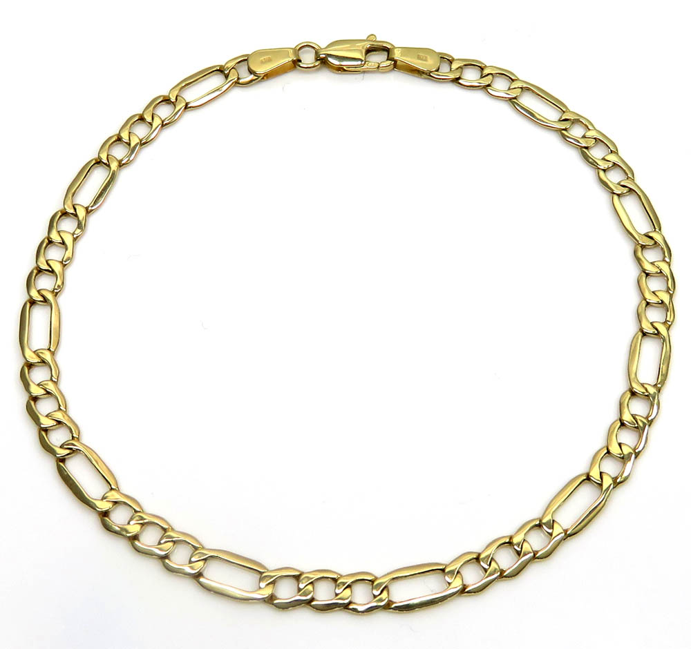 10k yellow gold figaro bracelet 8 inch 4.5mm