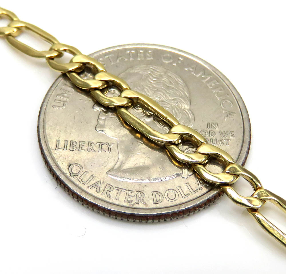 10k yellow gold figaro bracelet 8 inch 4.5mm - Image 3