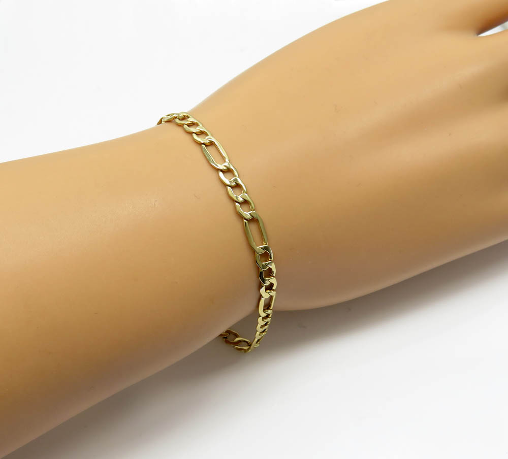 10k yellow gold figaro bracelet 8.5 inch 4.5mm