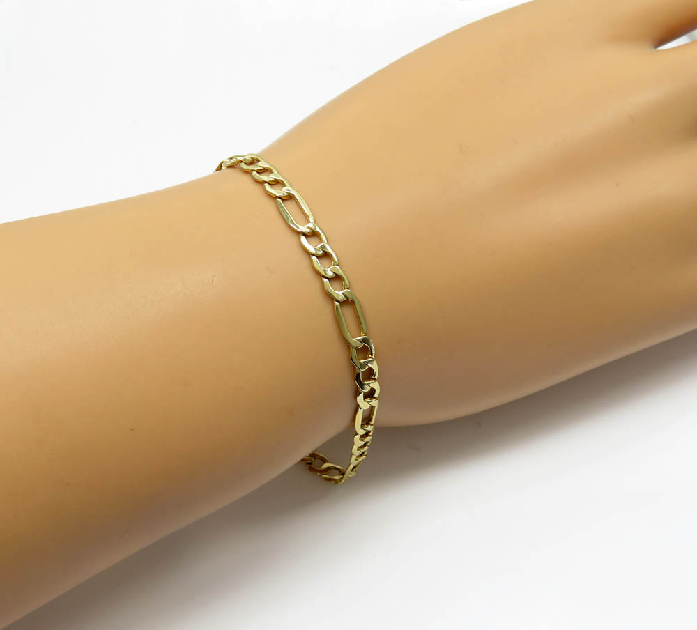 10k yellow gold figaro bracelet 8 inch 4.5mm - Image 5