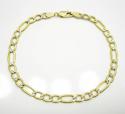 10k yellow gold diamond cut figaro bracelet 8 inch 5.0mm