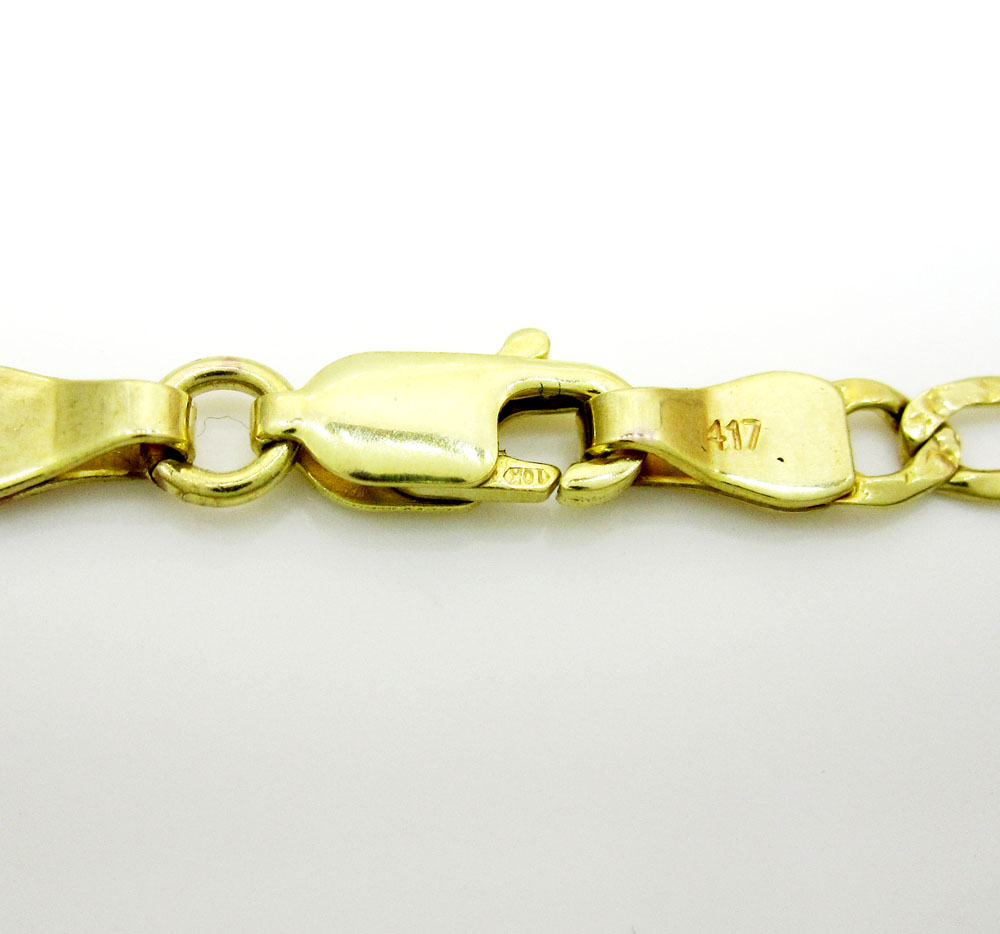 10k yellow gold diamond cut figaro bracelet 8 inch 3.7mm  - Image 3