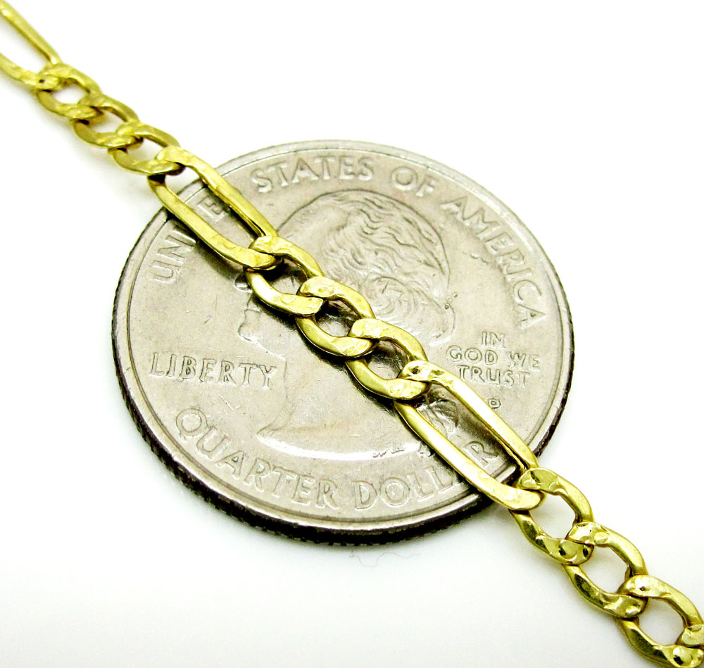 Buy 10k Yellow Gold Diamond Cut Figaro Bracelet 8 Inch 3.7mm Online at