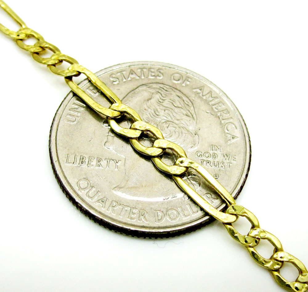 10k yellow gold diamond cut figaro bracelet 8 inch 3.7mm  - Image 4