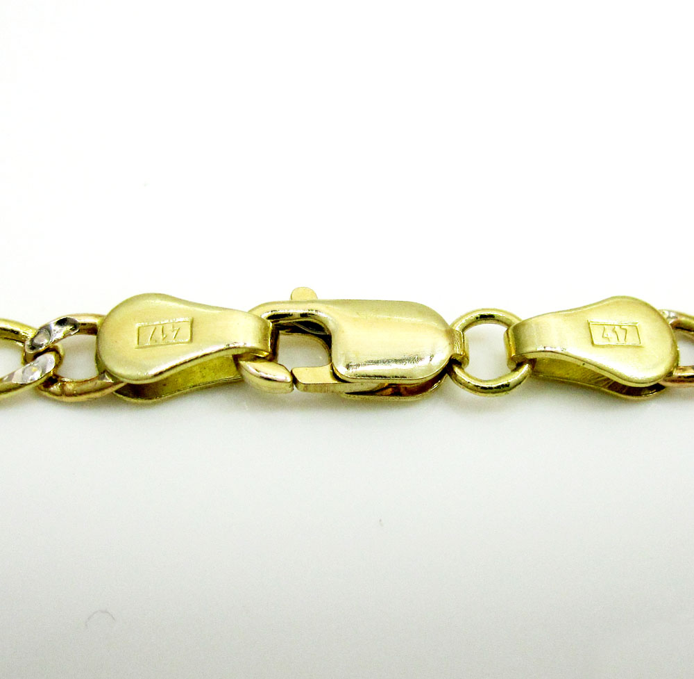 Buy 10k Yellow Gold Two Tone Diamond Cut Figaro Bracelet 8 Inch 3.2mm