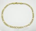 10k yellow gold two tone diamond cut figaro bracelet 8 inch 3.3mm