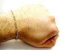 10k yellow gold two tone diamond cut figaro bracelet 8 inch 3.3mm