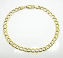 10k yellow gold two tone diamond cut cuban bracelet 8.50 inch 5mm