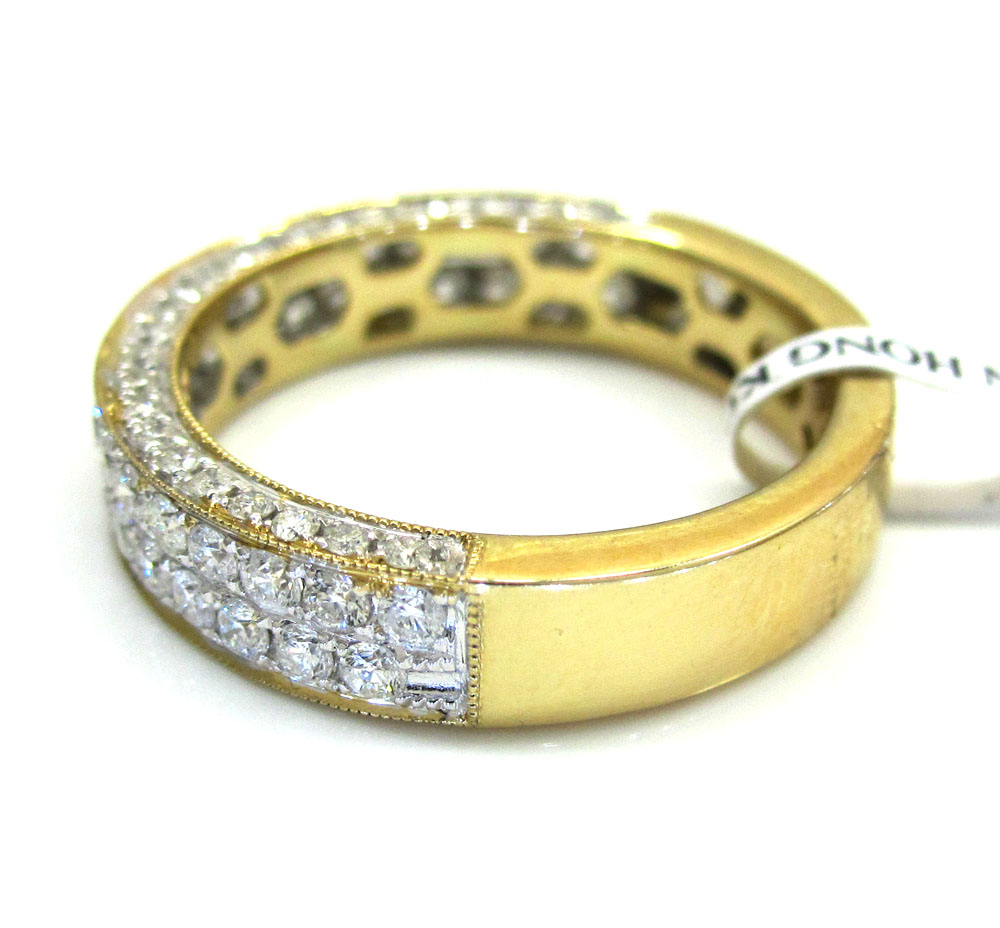 18k gold diamond unisex wedding band ring 1.32ct 