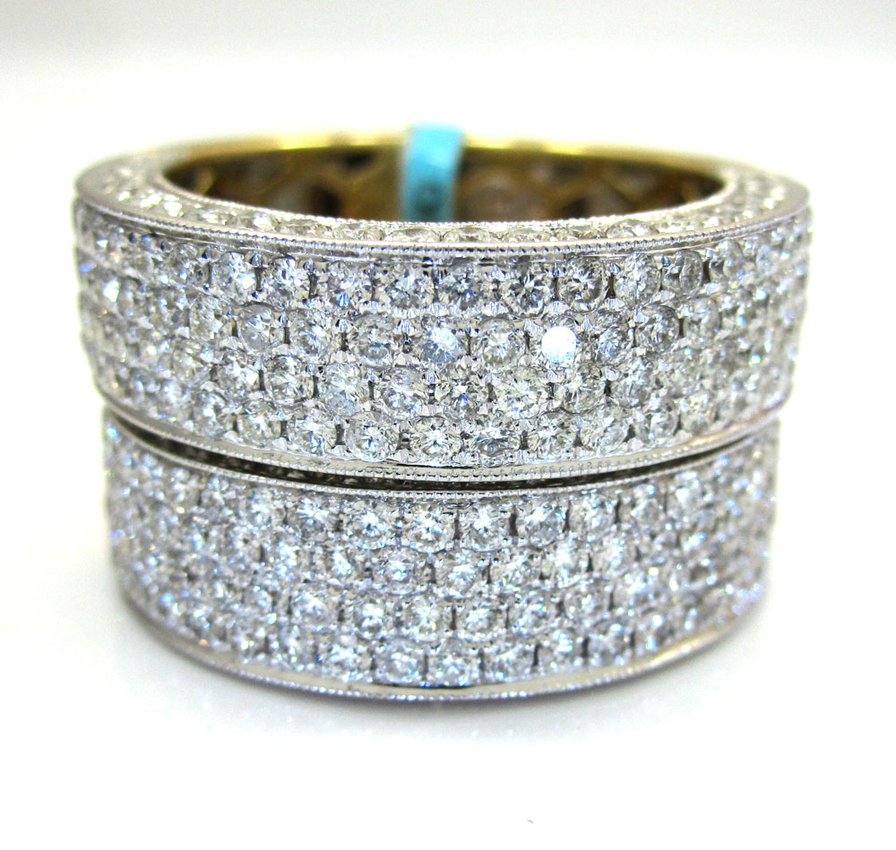 18k gold four diamond row wedding band ring 2.13ct