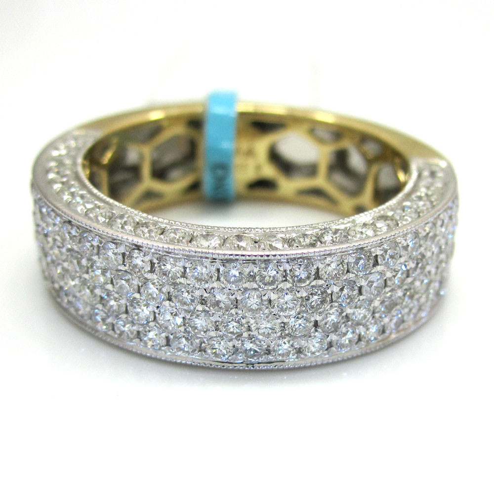18k gold four diamond row wedding band ring 2.13ct