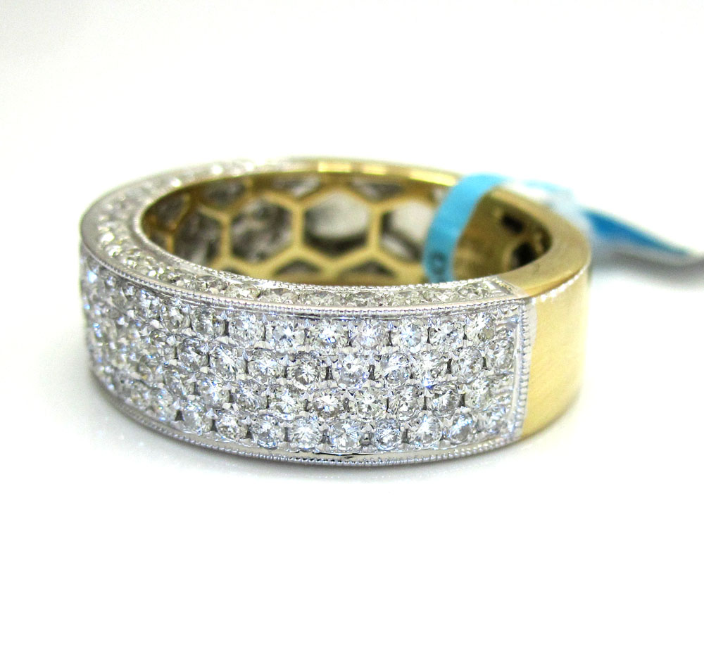18k gold four diamond row wedding band ring 2.13ct