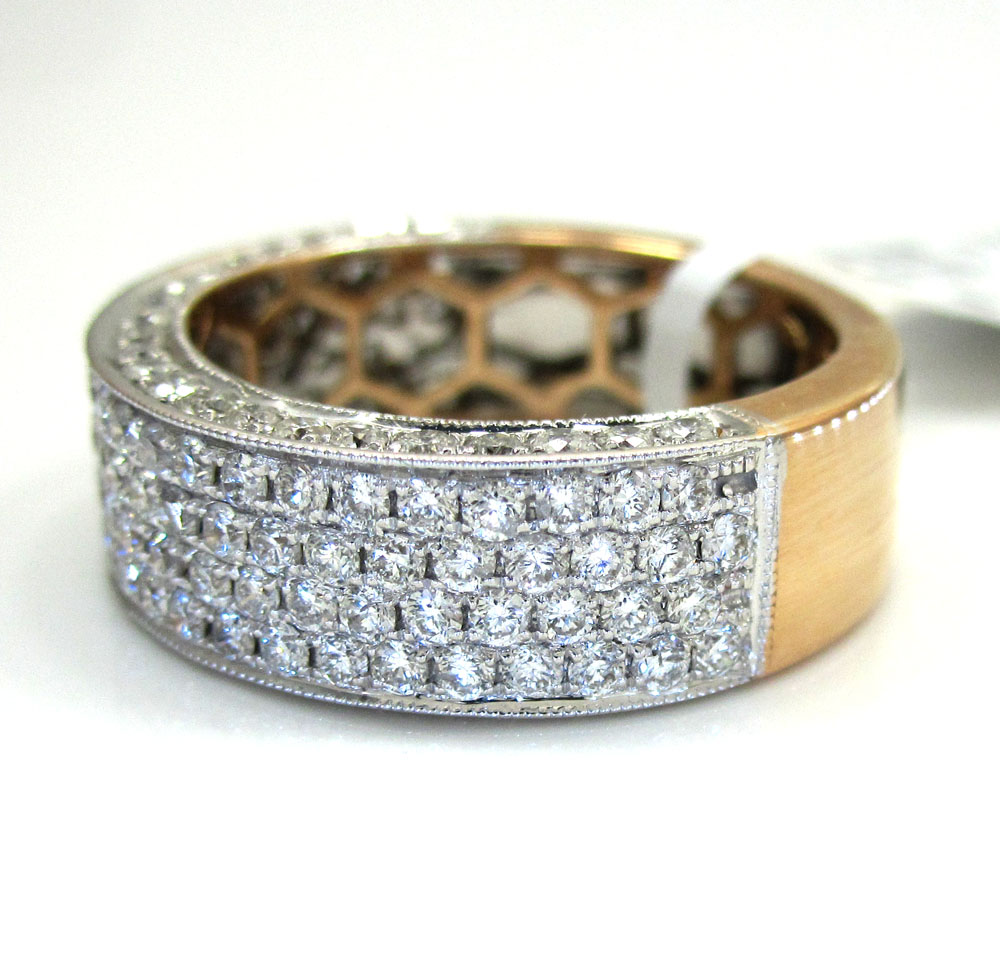 18k gold four diamond row wedding band ring 2.13ct