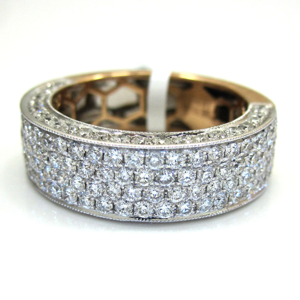 18k gold four diamond row wedding band ring 2.13ct - Image 7