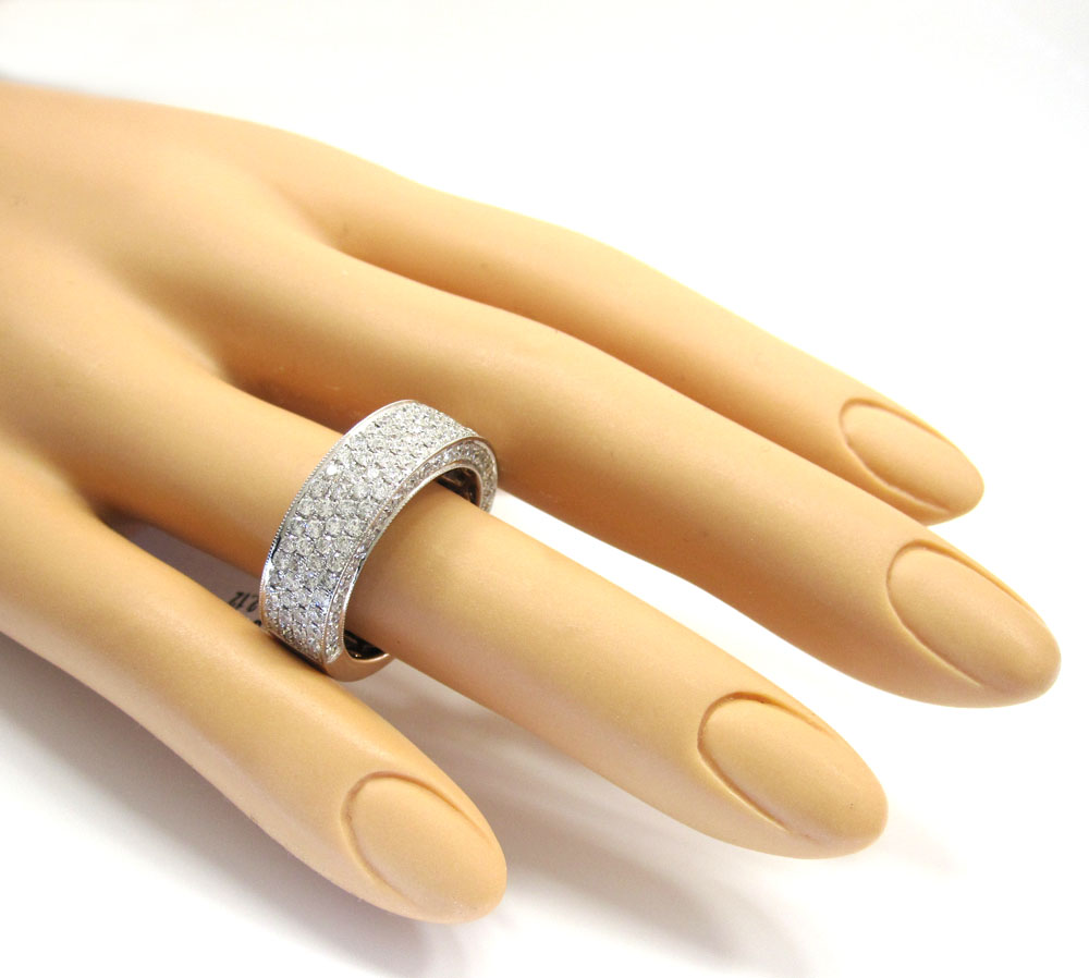 18k gold four diamond row wedding band ring 2.13ct