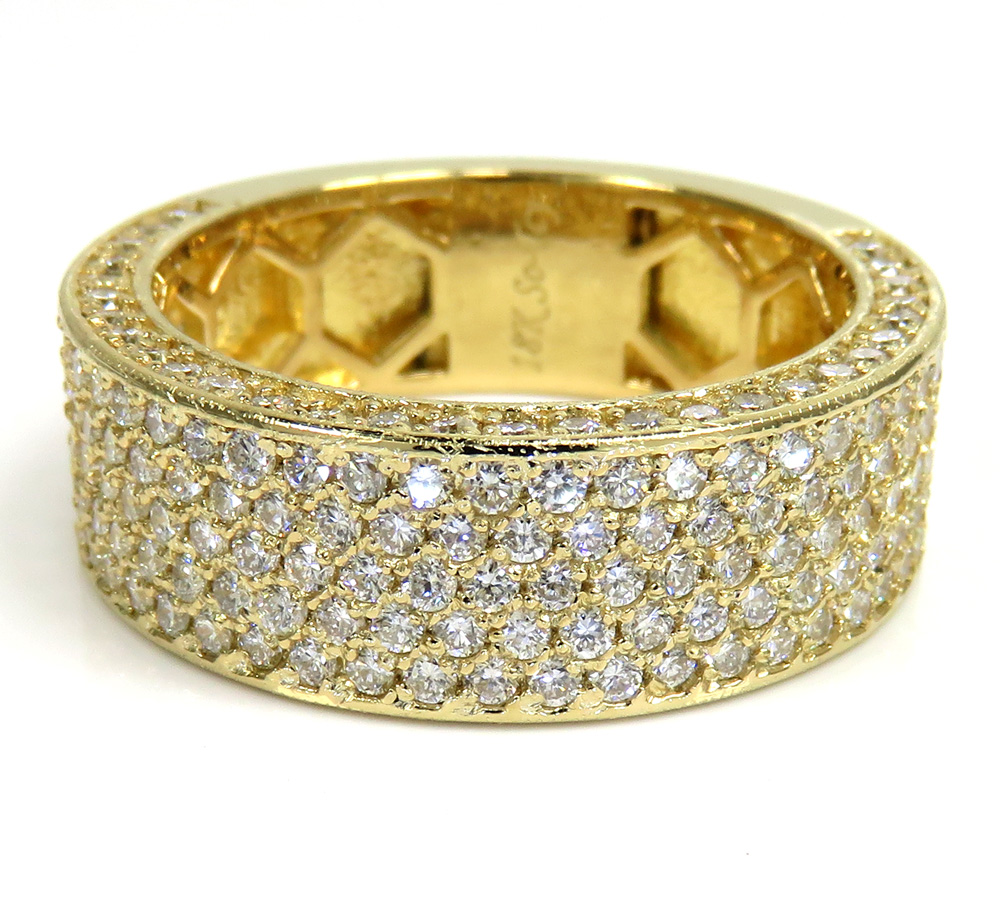 18k gold five diamond row wedding band ring 2.45ct