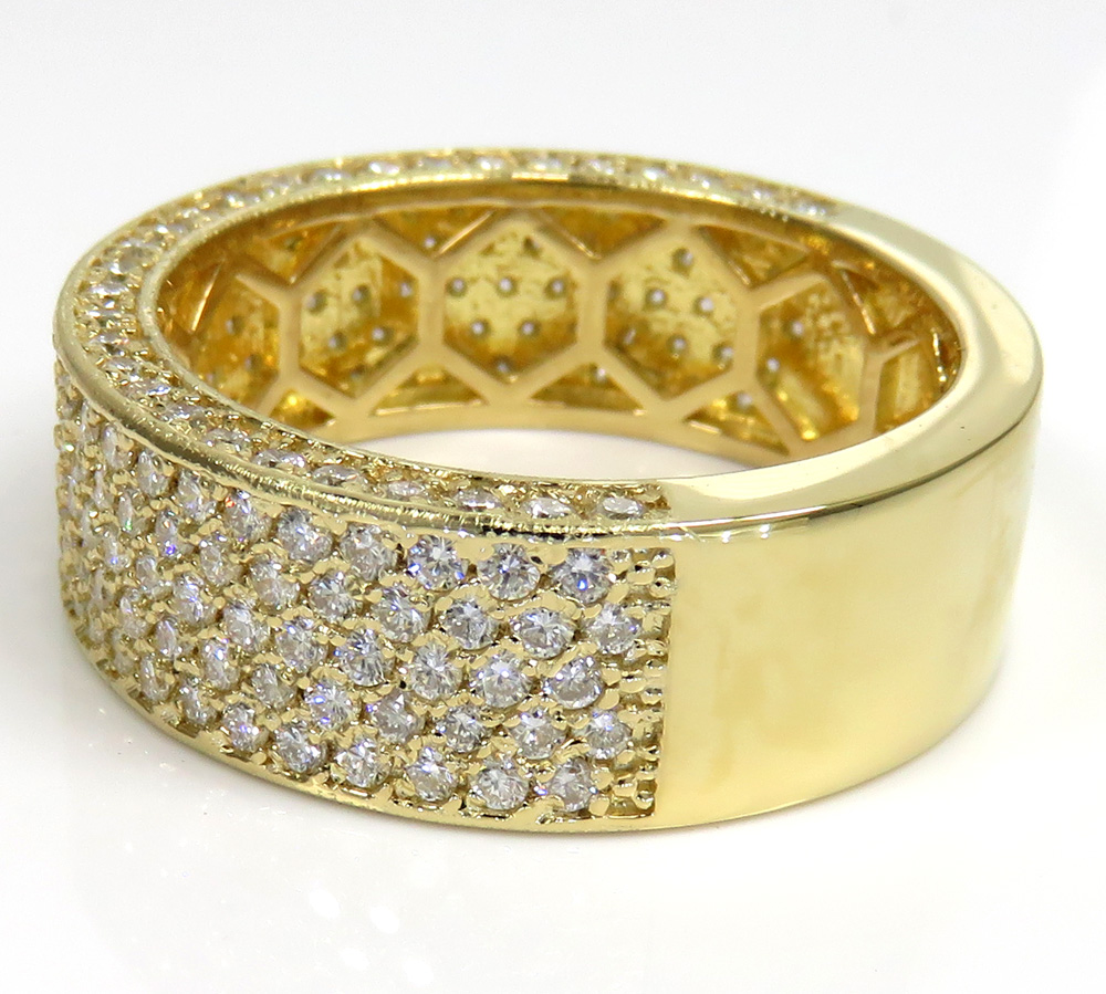18k gold five diamond row wedding band ring 2.45ct