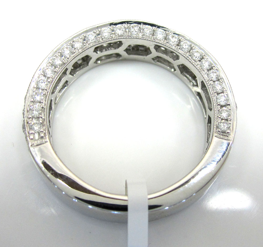 18k gold three diamond row wedding band ring 1.65ct