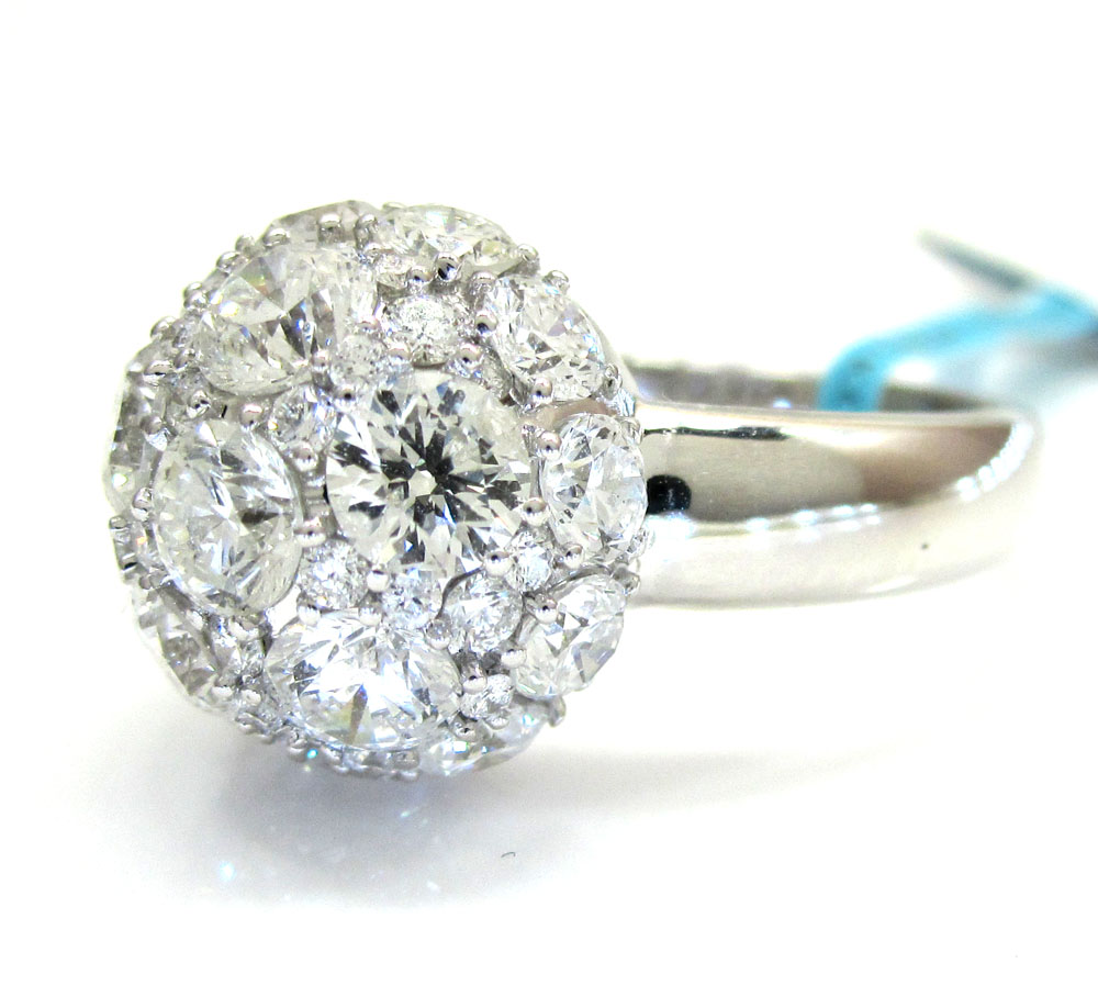 18k ladies white gold diamond sphere ring 3.83ct