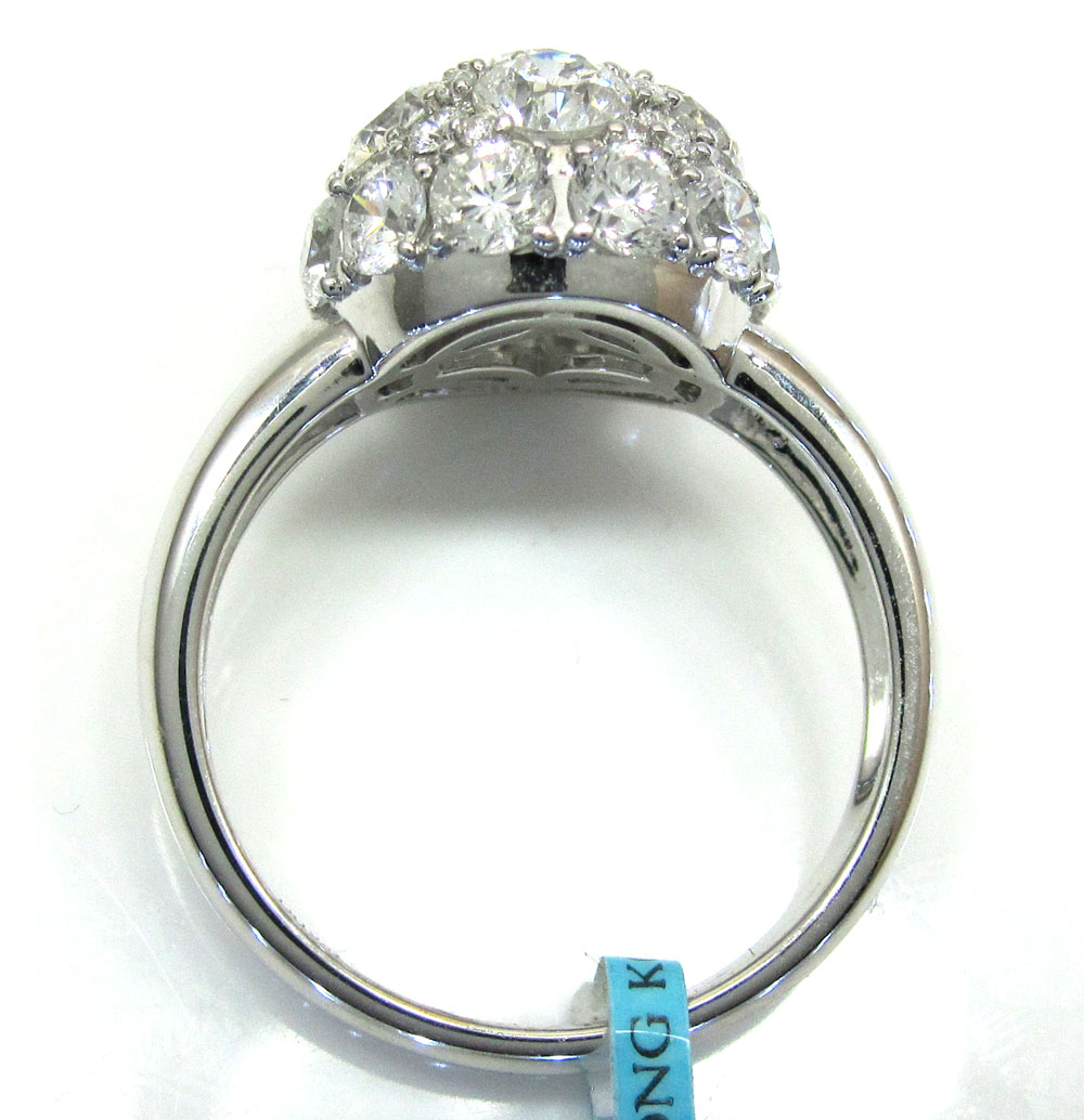 18k ladies white gold diamond sphere ring 3.83ct