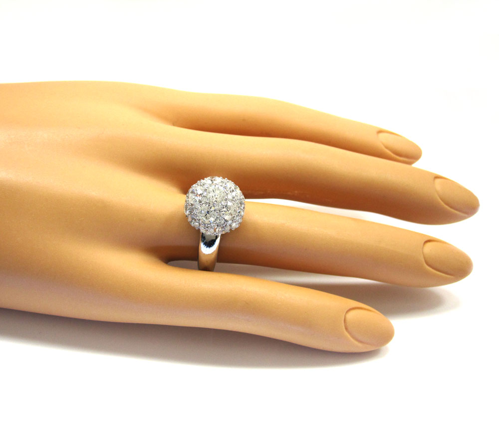 18k ladies white gold diamond sphere ring 3.83ct