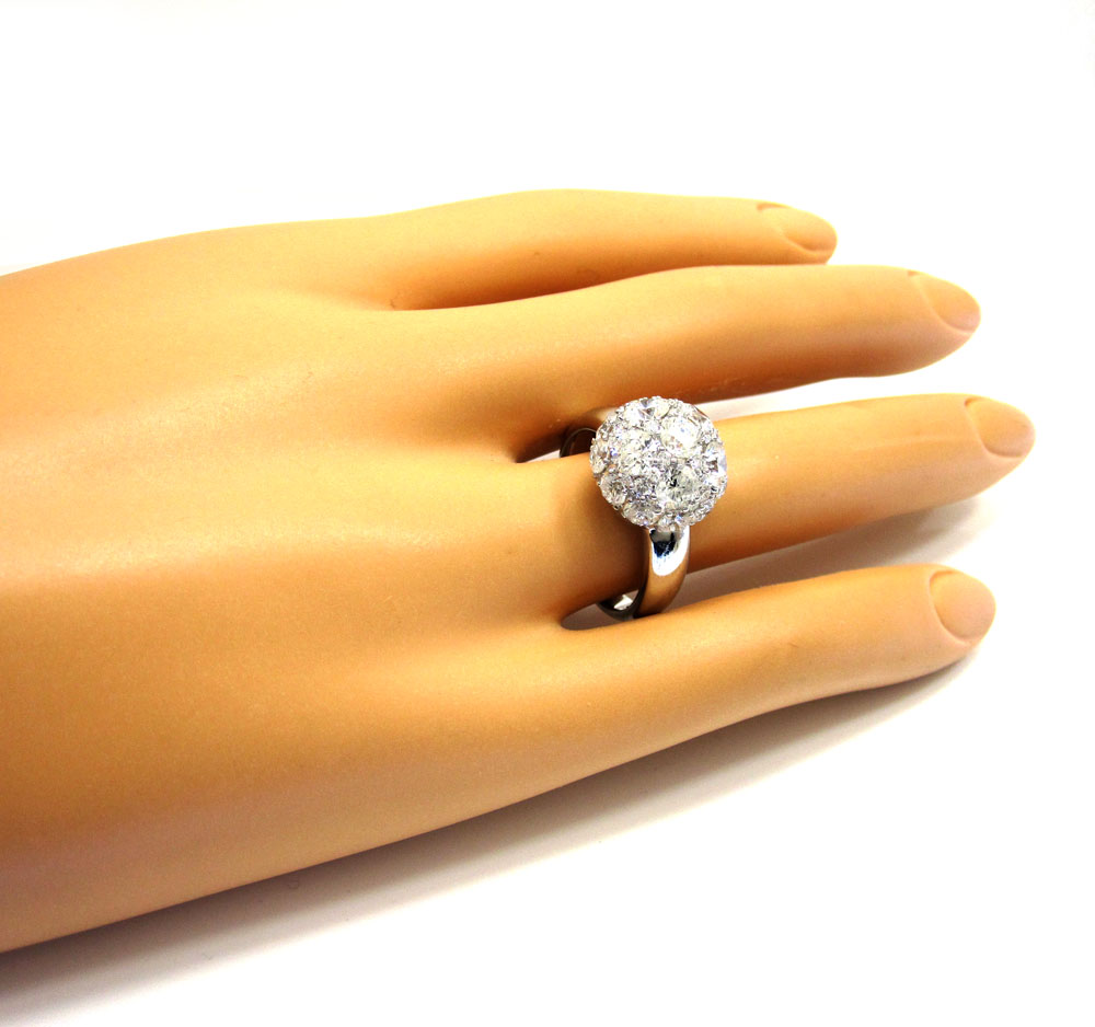 18k ladies white gold diamond sphere ring 3.83ct