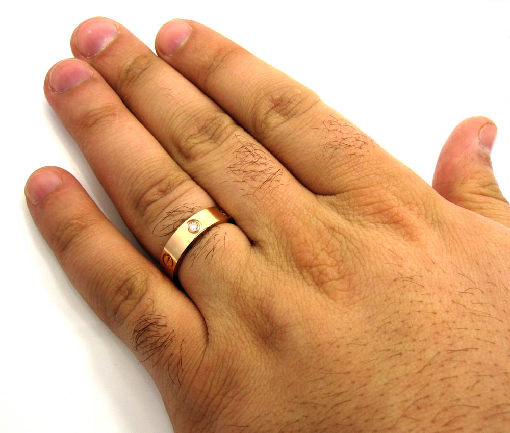 18k gold diamond his and her screw band ring 0.17ct