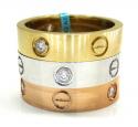 18k gold diamond his and her screw band ring 0.17ct
