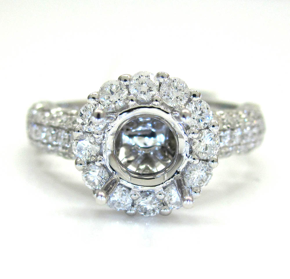 18k white gold diamond halo engagement ring 1.30ct