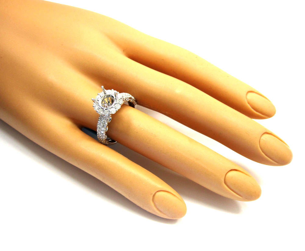 18k white gold diamond halo engagement ring 1.30ct