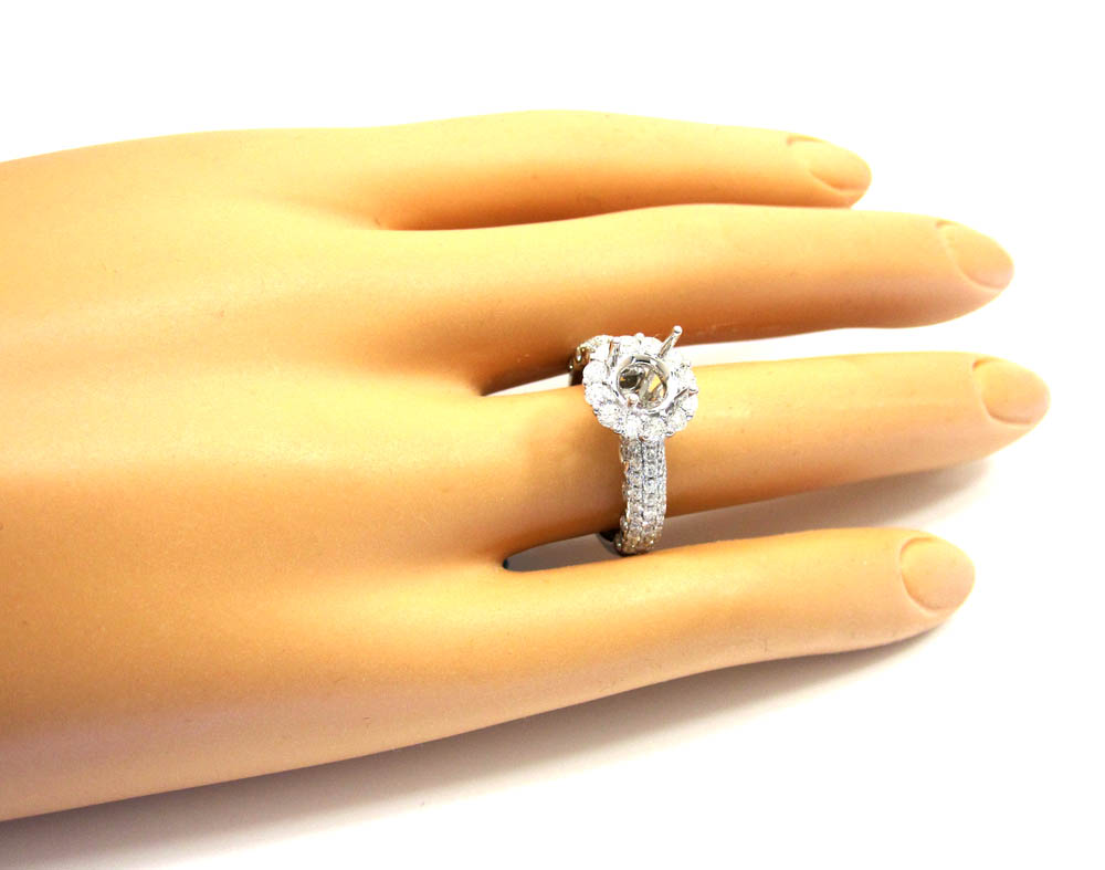 18k white gold diamond halo engagement ring 1.30ct