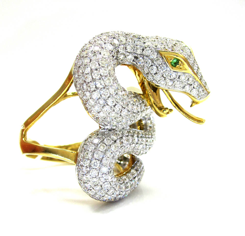18k yellow gold diamond snake ring 4.40ct - Image 2
