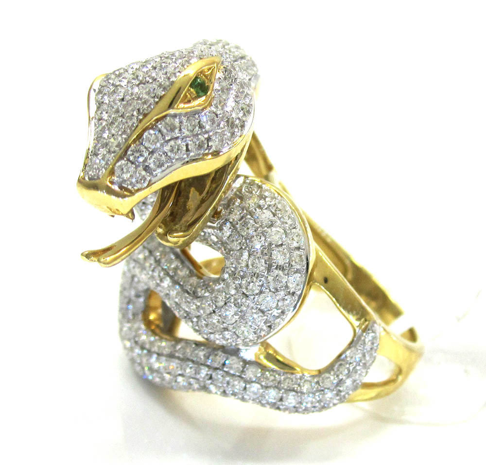 18k yellow gold diamond snake ring 4.40ct - Image 3
