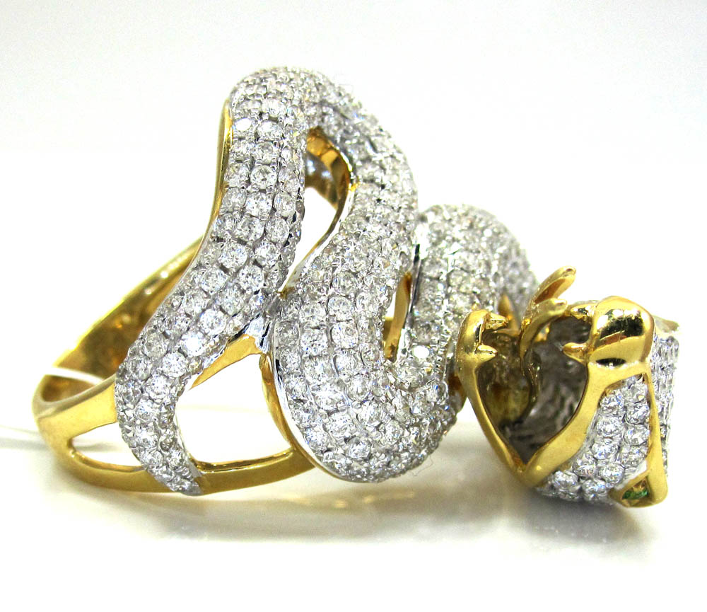 18k yellow gold diamond snake ring 4.40ct - Image 6