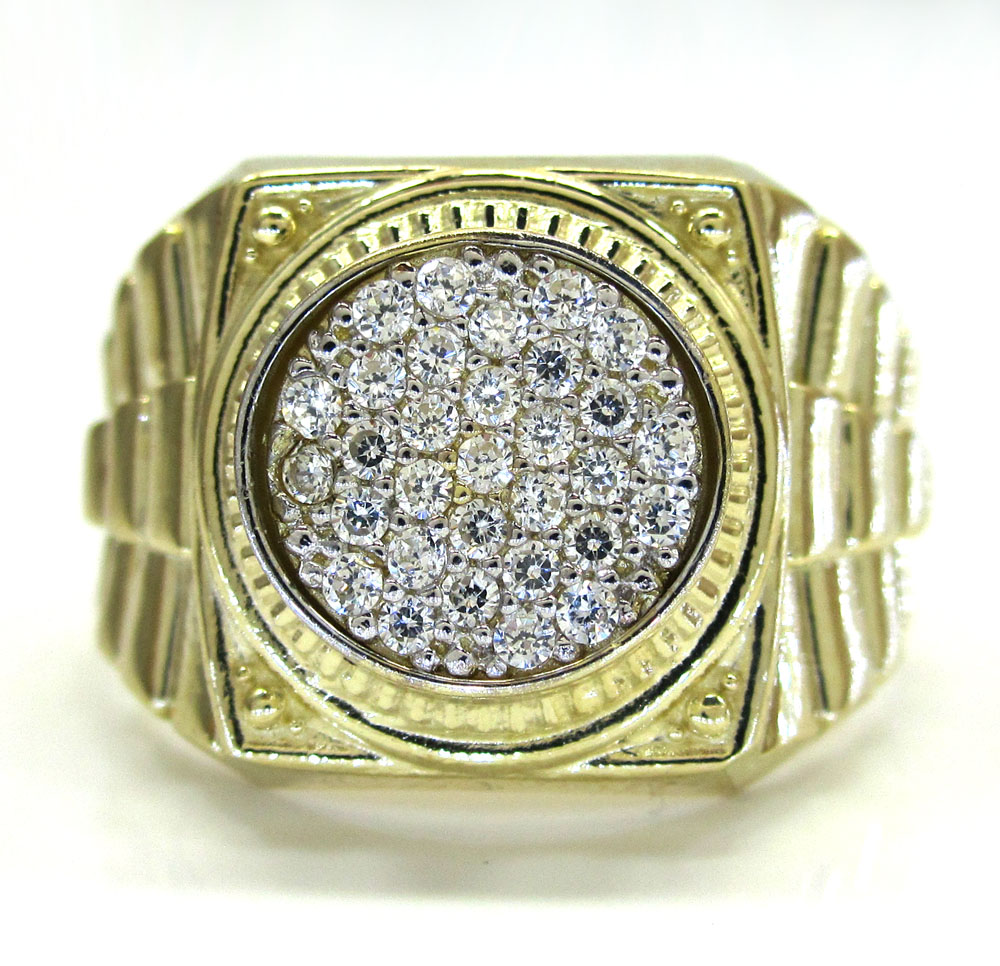 10k yellow gold presidential style cz ring 0.93ct - Image 2