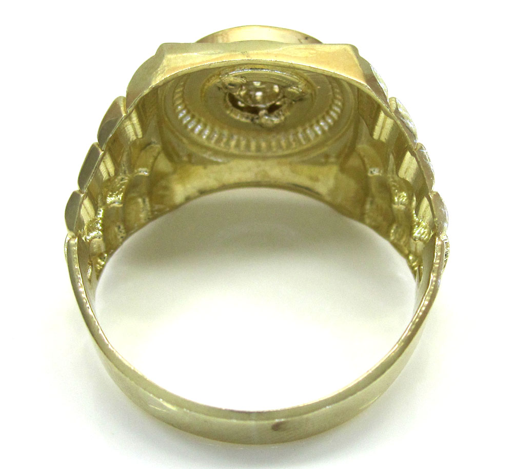 10k yellow gold presidential style cz ring 0.93ct - Image 4