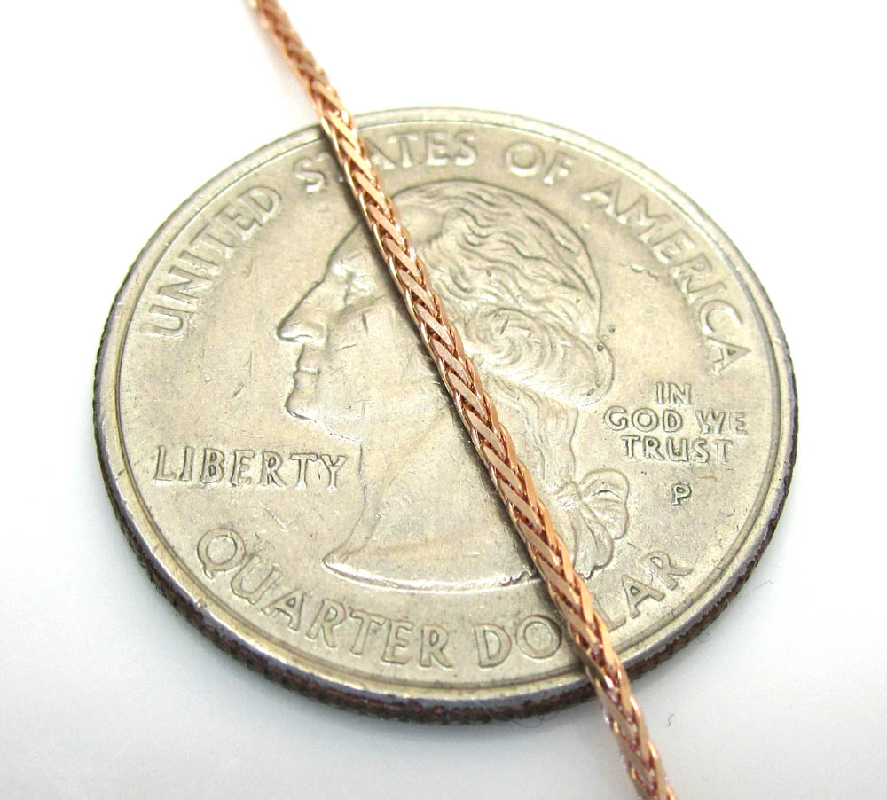 14k rose gold wheat solid chain 16-24 inch 1.2mm