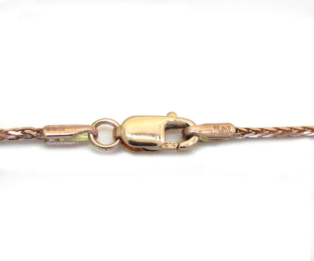 14k rose gold wheat solid chain 16-24 inch 1.2mm