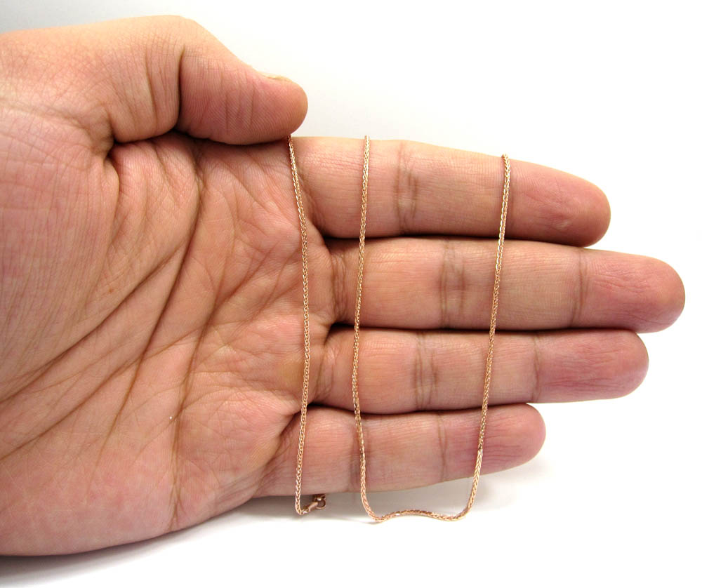 14k rose gold wheat solid chain 16-22 inch 1.2mm - Image 5