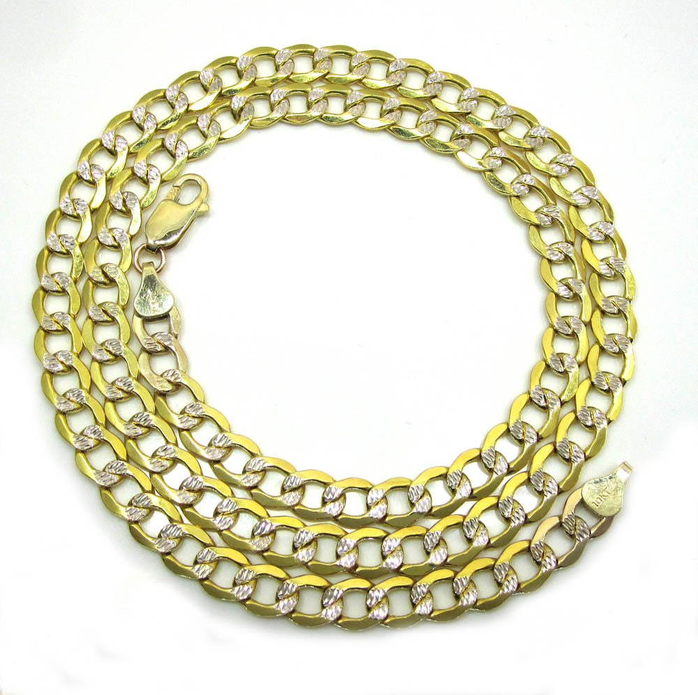 10k yellow gold diamond cut cuban chain 22-30 inch 6.5mm - Image 2