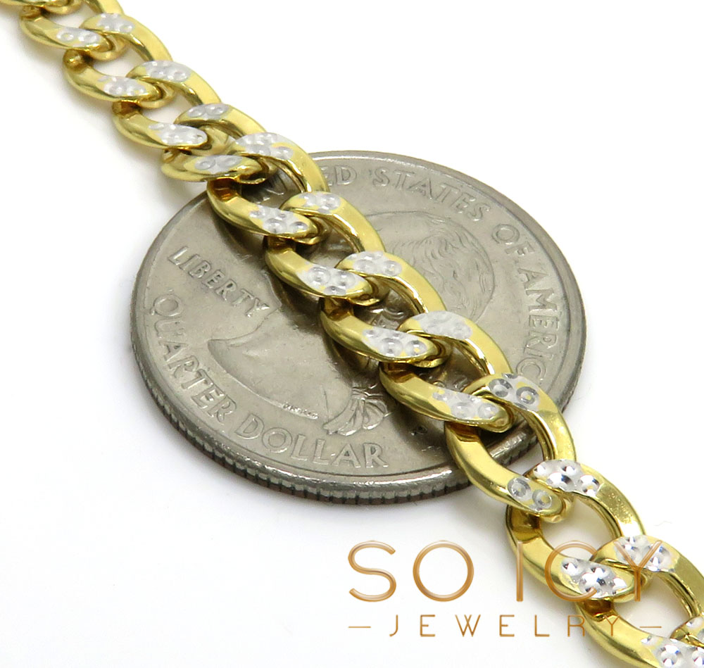 10k yellow gold diamond cut cuban chain 22-30 inch 6.5mm