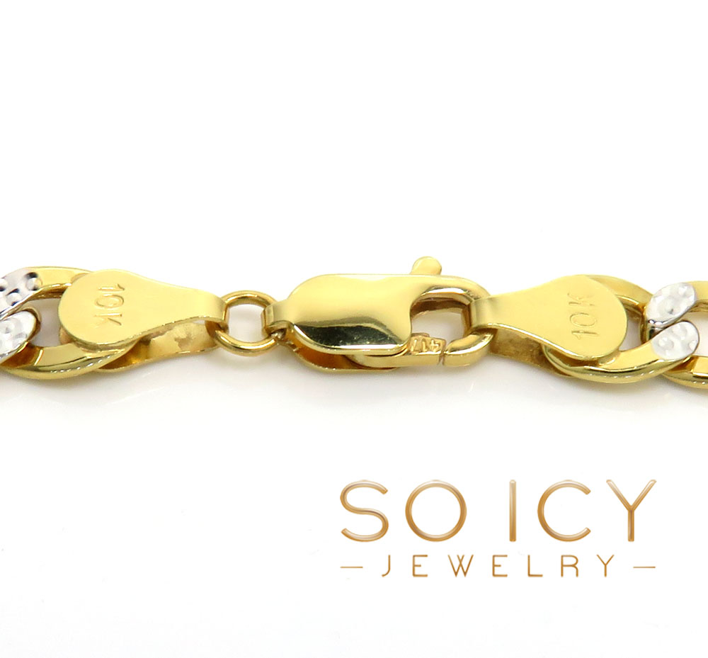 10k yellow gold diamond cut cuban chain 22-30 inch 6.5mm