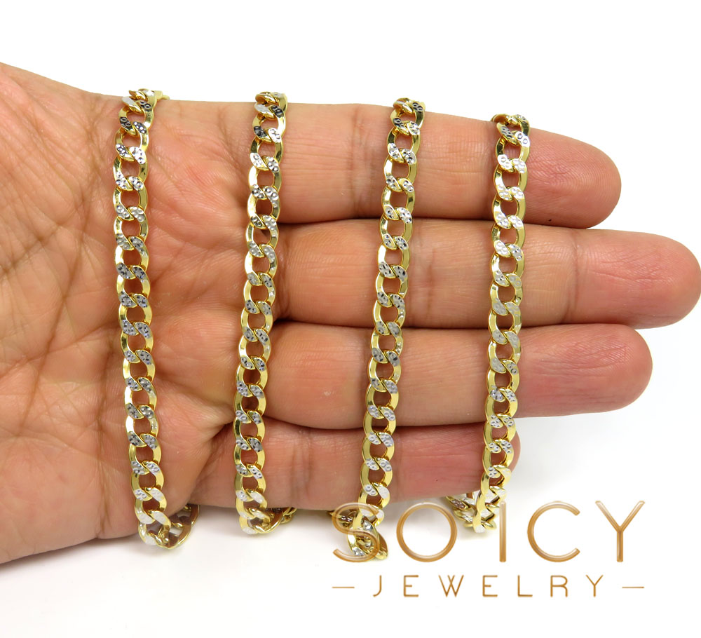 10k yellow gold diamond cut cuban chain 22-30 inch 6.7mm