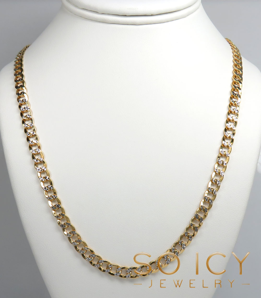 10k yellow gold diamond cut cuban chain 22-30 inch 6.5mm