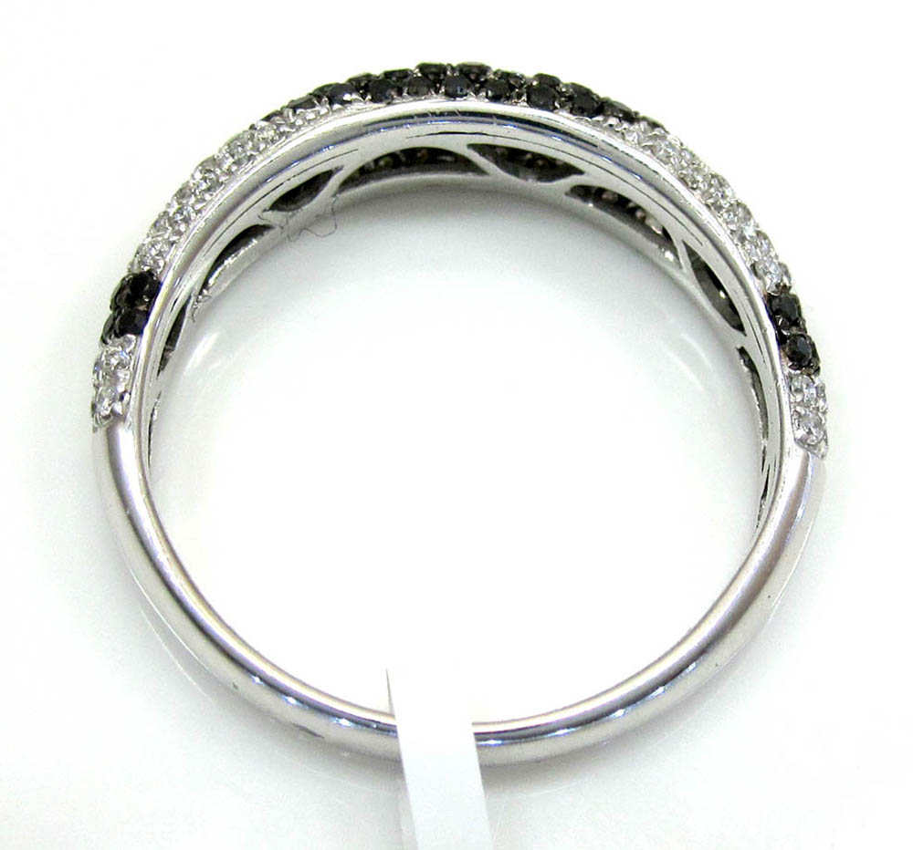 Ladies 14k white gold black & white diamond wave cocktail ring 0.71ct