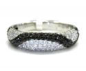 Ladies 14k white gold black & white diamond wave cocktail ring 0.71ct