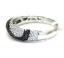 Ladies 14k white gold black & white diamond wave cocktail ring 0.71ct