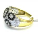 Ladies 14k yellow gold black & white diamond spot dome shaped ring 1.86ct