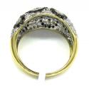 Ladies 14k yellow gold black & white diamond spot dome shaped ring 1.86ct