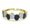 Ladies 14k yellow gold black & white diamond piano oval shaped ring 0.37ct